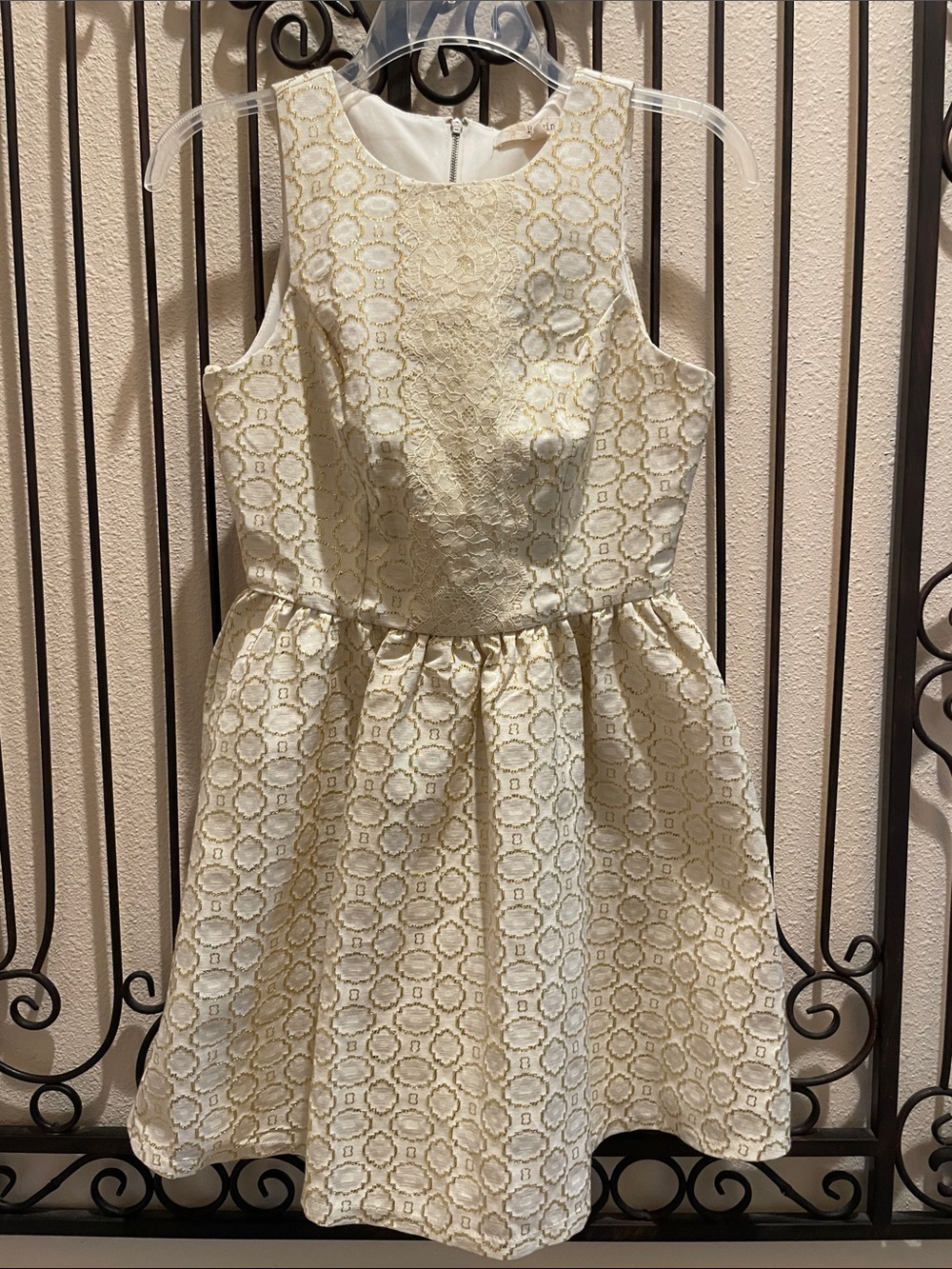 Cream & Gold Lace Party Dress